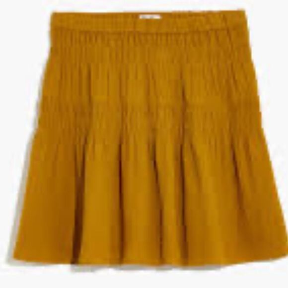 MADEWELL Women's Yellow Double-Gauze Smocked Mini Skirt S - Picture 2 of 8